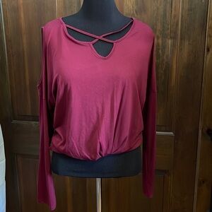 Open shoulder long sleeve shirt